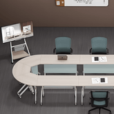 Focus-A Modular Circular Sector Training Desk with Storage and Wheels - Gavisco Office Furniture
